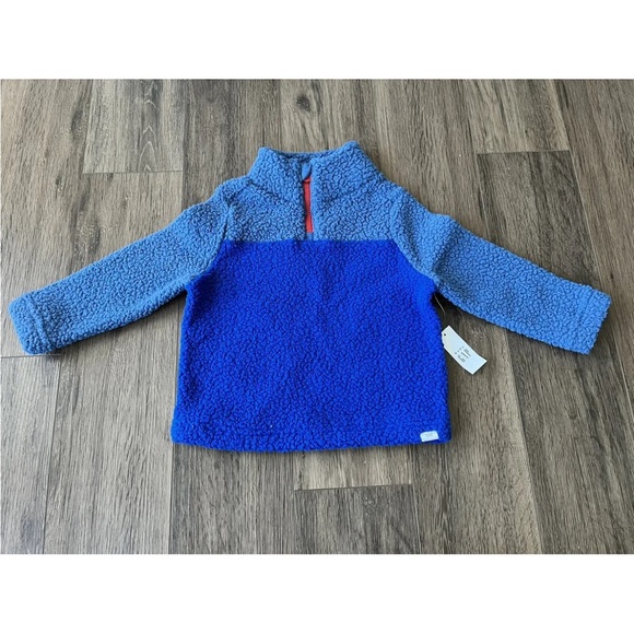 Baby Gap Blue Fuzzy 1/4 zip up sherpa long sleeve pullover sweater NEW - Picture 2 of 4